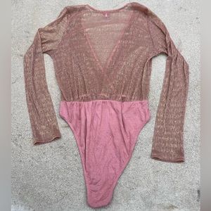 Lilian Pink Sheer Long Sleeve Body Suit